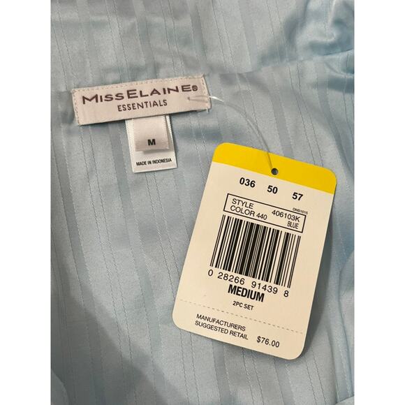 NWT Miss Elaines Essentials Powder Blue Long Sleeve Pajamas Top & Pants Size M - Picture 11 of 12
